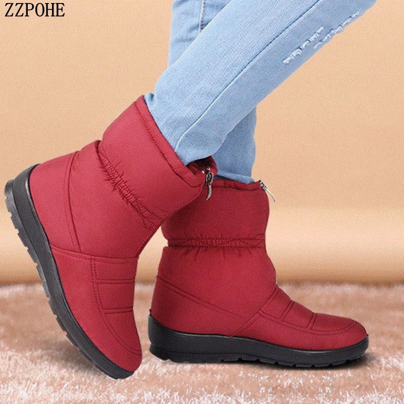 Зимние новые женские ботинки ZZPOHE из хлопка для мам модные водонепроницаемые