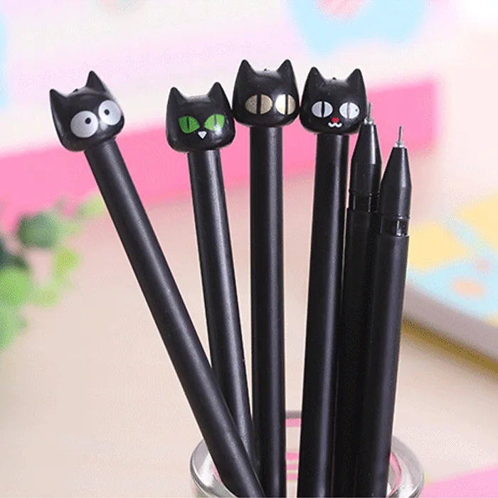 1 шт. 0 5 мм креативные милые черные гелевые ручки Kawaii с кошкой прекрасный