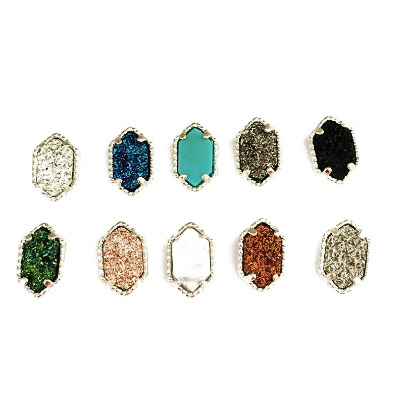 10 цветов подвесное ожерелье Drusy с геометрическим узором и подходящие к