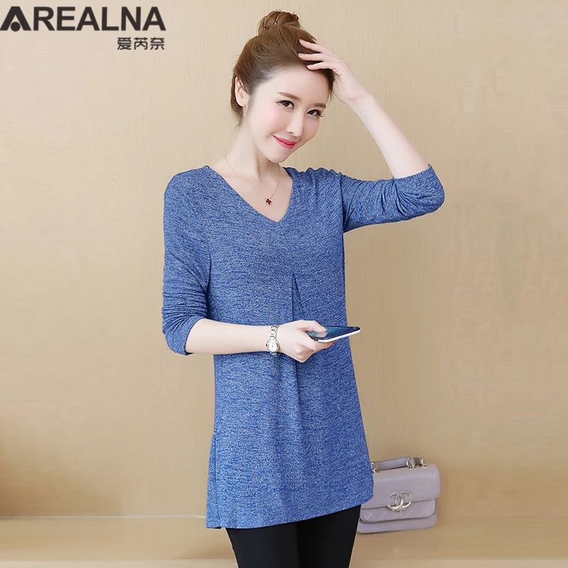 Blusas Mujer De Moda Осень Зима повседневные женские топы и блузки плюс размер 5xl винтажный Дамский пуловер с v-образным вырезом Длинные рубашки