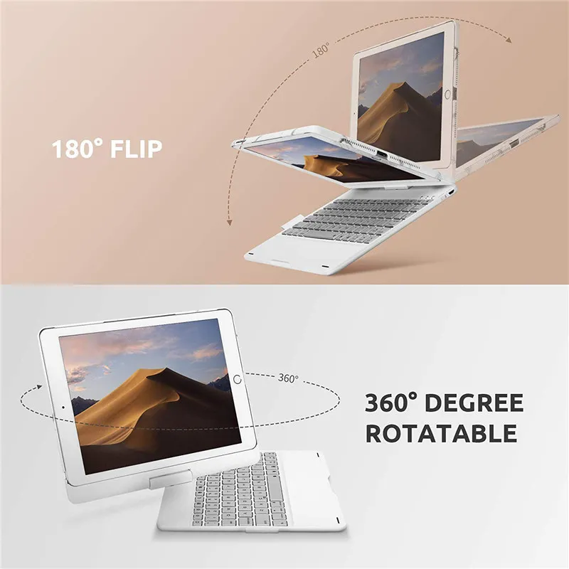 Для iPad Pro 9,7 чехол, для iPad 9,7 чехол(/) 360 повернуть беспроводной BT 7 цветов светодиодный подсветка авто Пробуждение/сна крышка клавиатуры