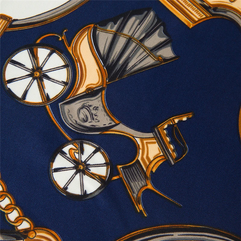 Шарф женский квадратный с принтом [POBING] Шелковый брендовый платок из 100% саржи в