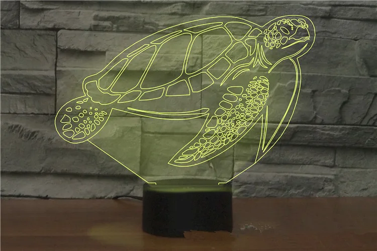 tortoise 3D лампа ночник семь цветов Животные Многоцветный RGB лампа Рождественский Декор Детские Подарочные игрушки сенсорный пульт дистанционного управления настольная лампа - Испускаемый цвет: tortoise