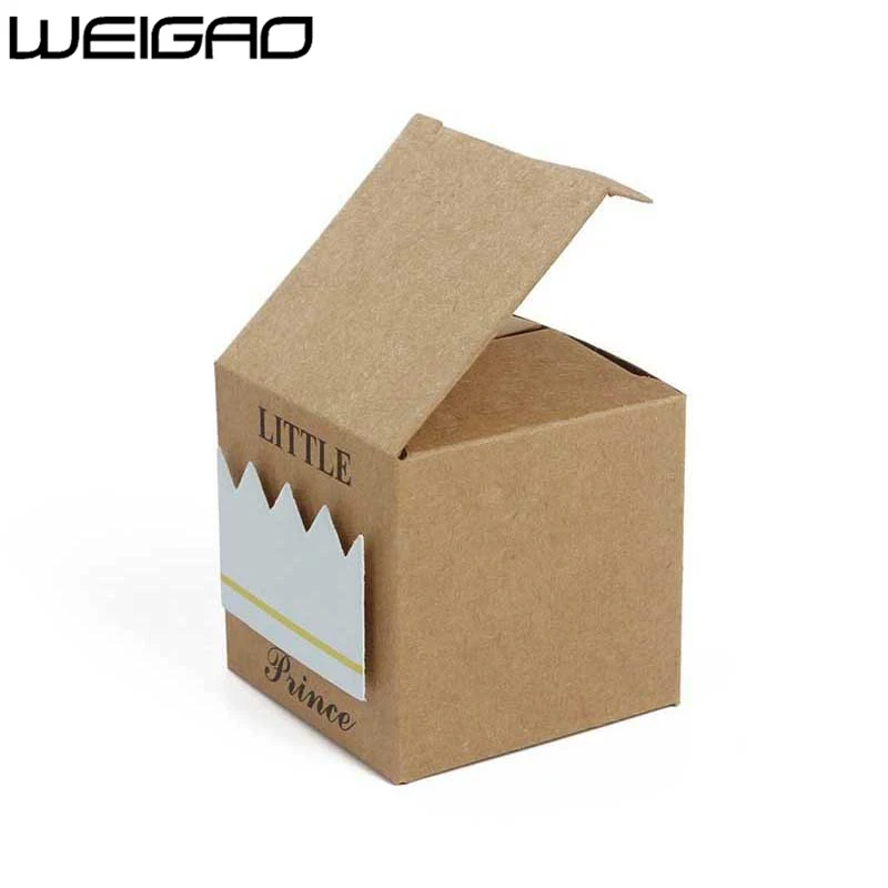 WEIGAO, 20 шт/40 шт, коробка для конфет из крафт-бумаги, Подарочная коробка для детского душа, подарки для гостей на день рождения, Подарочная сумка для мальчиков и девочек, вечерние принадлежности