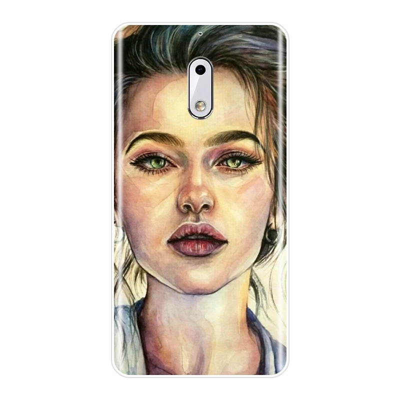TPU Soft Silicone Phone Case For Nokia X6 7 Plus Art Girl Yellow Aesthetic Abstract Flower Back Cover 1 2 3 5 6 8 | Мобильные