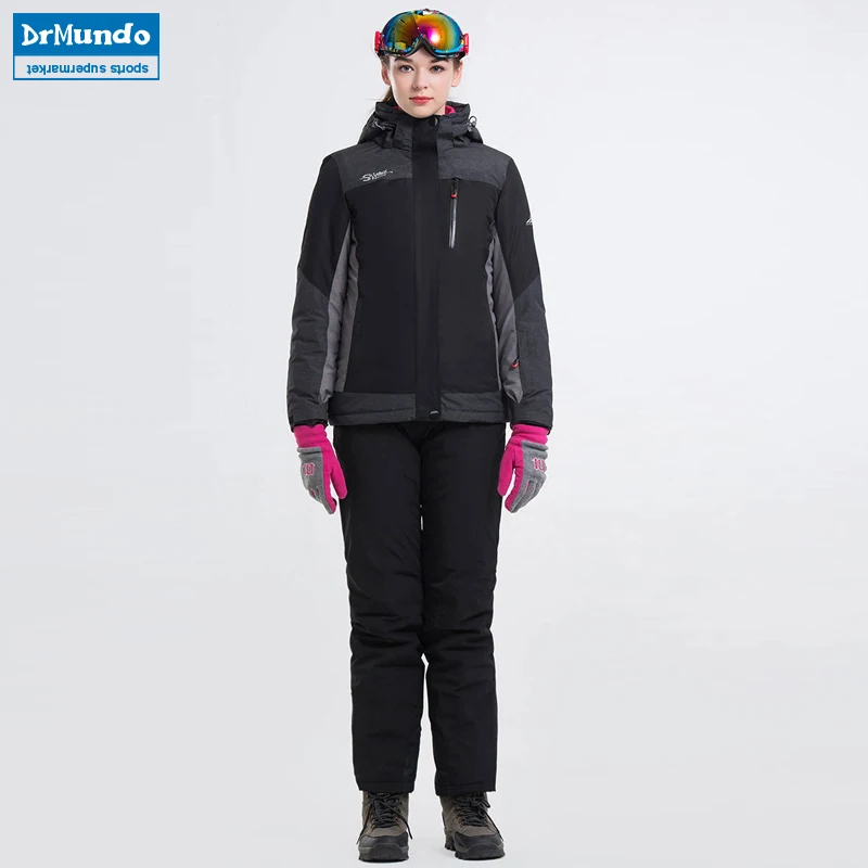 Новинка 2018 теплый зимний лыжный костюм комплект Женская ветрозащитная