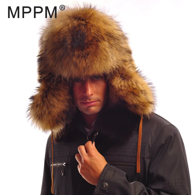 MPPM шапка из натурального меха енота шапки бомберы женские и мужские теплые