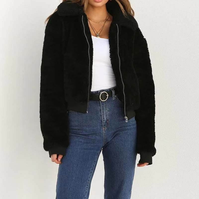 Женское пальто из искусственного меха пушистая флисовая верхняя одежда топы