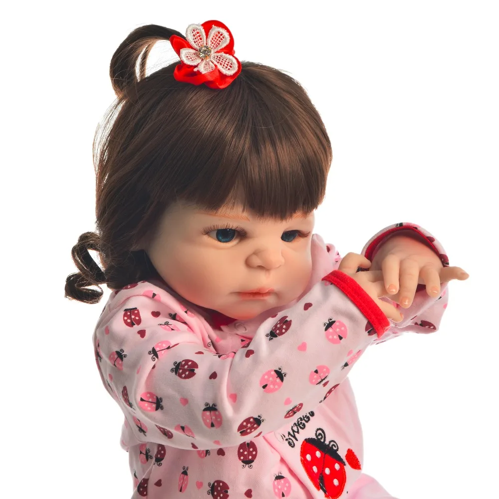 55 см микро рулонные волосы Reborn Baby Doll силиконовая виниловая кукла для тела
