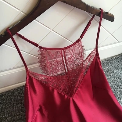 Женские шелковые пижамные комплекты Сексуальная кружевная пижама в стиле