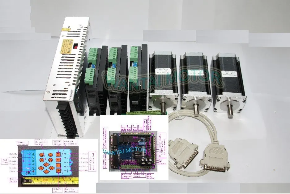 3-осевой шаговый двигатель wantai Nema 23 425oz-in CNC и драйвер пиковый ток 128 А микрошаг