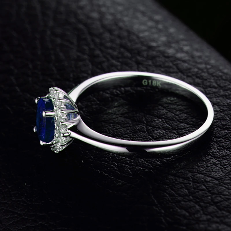 LOVERJEWELRY кольцо Dianna натуральное Сапфировое Кольцо Настоящее 18 кт Белое Золото
