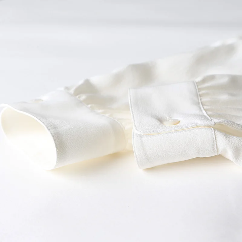 Женская шелковая рубашка VOA летняя белая с длинным рукавом большого размера 5XL B5352