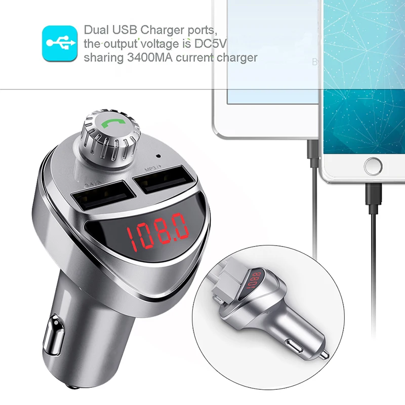 JINSERTA 4.4A быстрый USB Зарядное устройство Bluetooth FM передатчик Беспроводной в