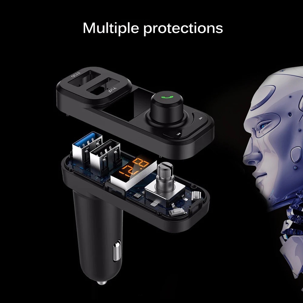 Fm передатчик Bluetooth автомобильный комплект поддержка QC3.0 быстрая зарядка tf карта u