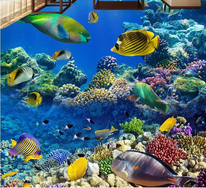 Красивые 3d стереоскопические обои напольные плитки для океана мира детской