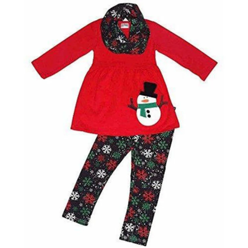 Рождественская мода для маленьких девочек красный топ с длинными рукавами и