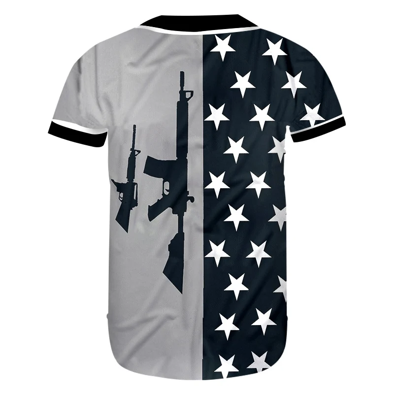 OGKB Бесплатная доставка футболка с пуговицами принтом американский флаг и