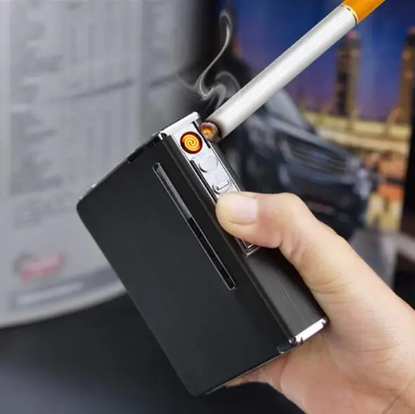 USB электрическая зарядка Зажигалка большая сигарета коробка 20 ячеек емкость