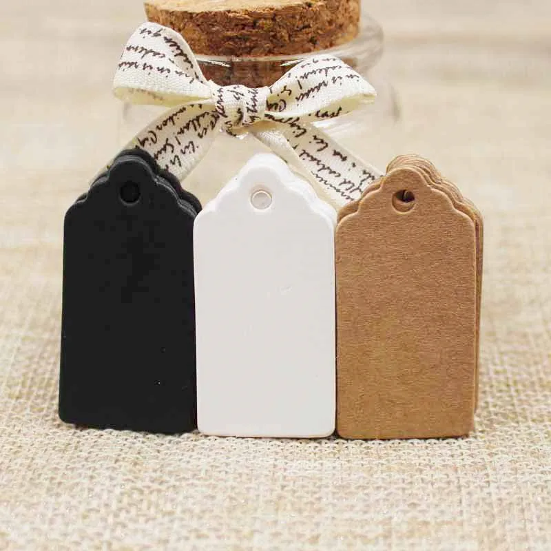 

100PCS Gift Tags Party Wedding Message Gift Tag Hang Tag Cards Label 3X5 Kraft /white/black Blank Scallop Hang Label Cards Favor