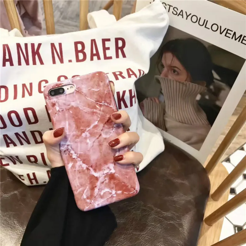 POBLU Luxury Marble Case for iPhone X XS Fashion IMD Matte Scrub Soft Back Phone Cover 6s 7 8 Plus TPU Silicone |