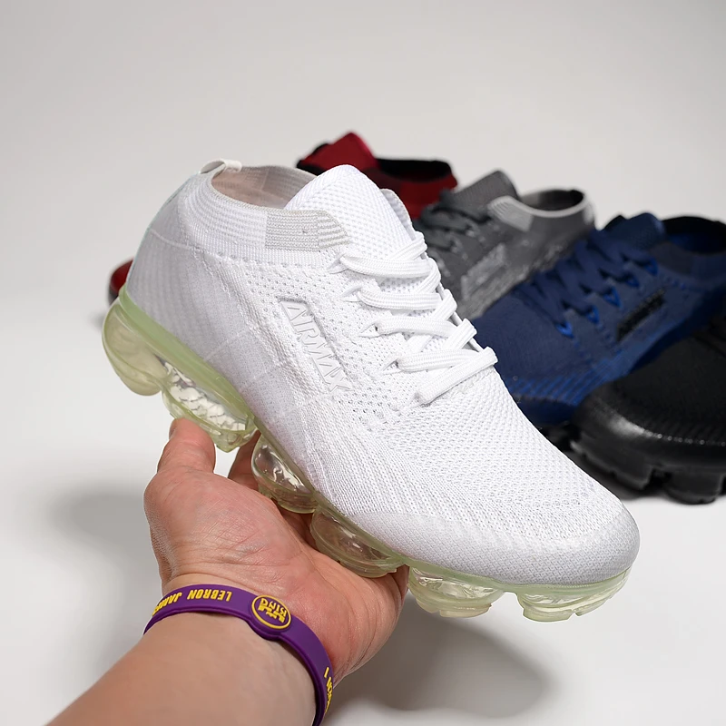 Мужские кроссовки; женская обувь для бега; Vapormax_ ; дышащая обувь с максимальной подушкой; Повседневная сетчатая обувь; увеличивающая рост; цвет белый, черный