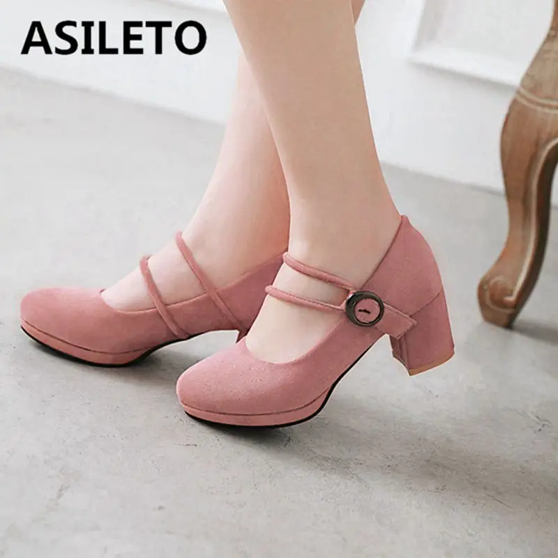 Женские туфли лодочки ASILETO обувь на платформе блочные каблуки Мэри Джейн