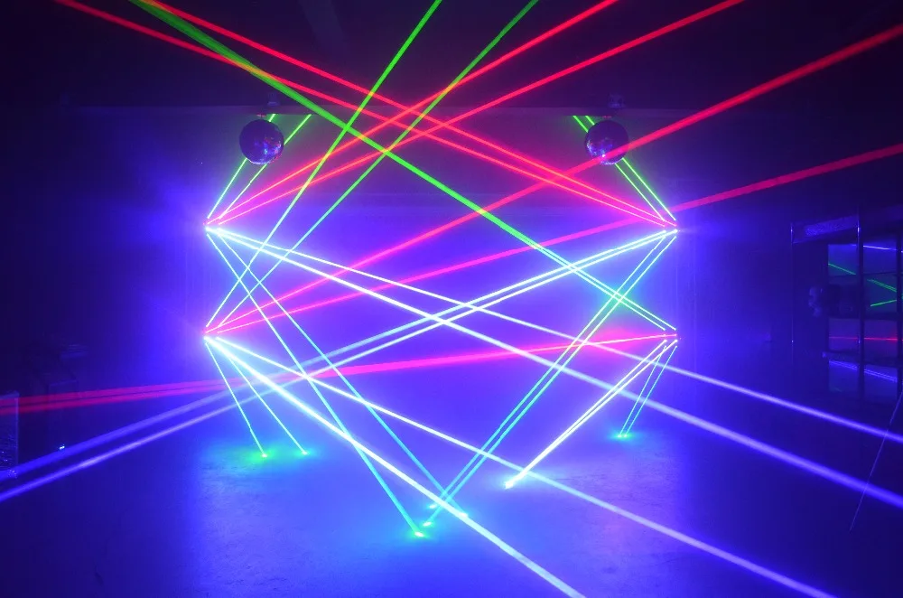 Фото Вращающаяся головка Red-200mW * 2/Green-80mW 4/Blue-500mW 2 RGB цветной лазерный светильник-паук Вращающаяся головка Red-200mW * 2/Green-80mW 4/Blue-500mW 2 RGB цветной лазерный светильник-паук