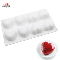 8holes love heart shaped mousse silicone mold cake pan baking tool mousse chocolate dessert jelly muffin mould pastry decoration