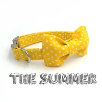 yellow dog collar with bow tie personal custom pet puppy designer product dog cat necklace jewelry wholesale xs xl