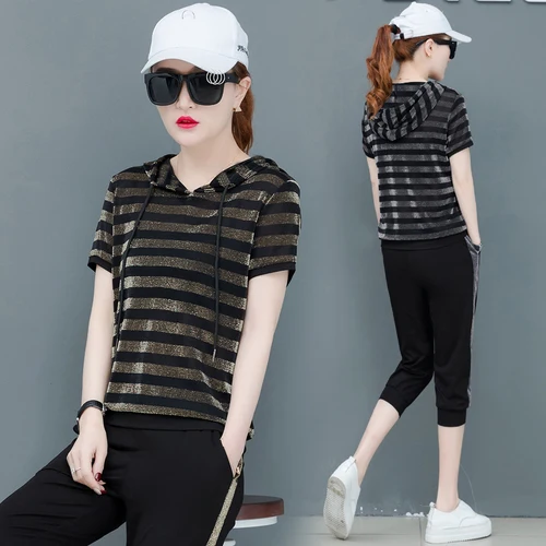 Plus Size 4xl Tracksuit Women Striped Two Piece Set Casual Top&amppants Loose Ensemble Femme Deux Pieces Sportswear Ukraine |