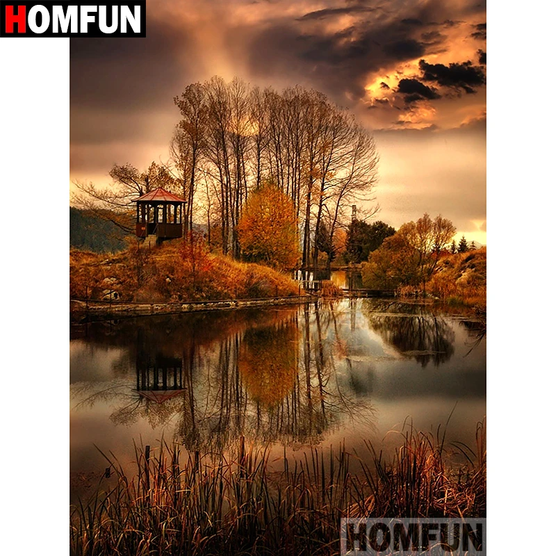 Алмазная 5D картина сделай сам HOMFUN A03744 полноразмерная/круглая вышивка водное