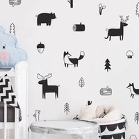 nordic style forest animal wall decals woodland tree nursery vinyl art wall stickers home decor children room kids bedroom nr18