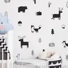 Виниловые наклейки на стену в скандинавском стиле с изображением леса и дерева, настенные наклейки с животными для детской комнаты, детской комнаты, детской комнаты NR18
