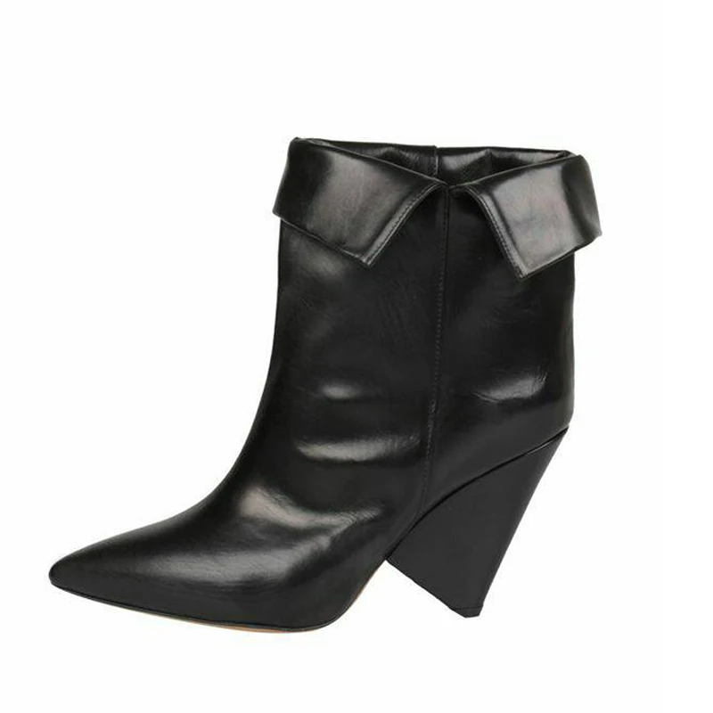 black Buono Scarpe/ботильоны на высоком тонком каблуке с острым носком без застежки; модные брендовые дизайнерские короткие однотонные женские ботинки; botas Mujer - Цвет: black