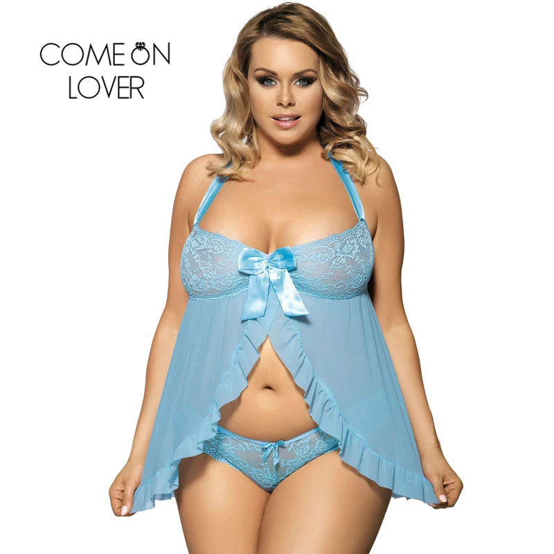 Женское прозрачное кружевное нижнее белье Comeonlover с лямкой на шее и открытой