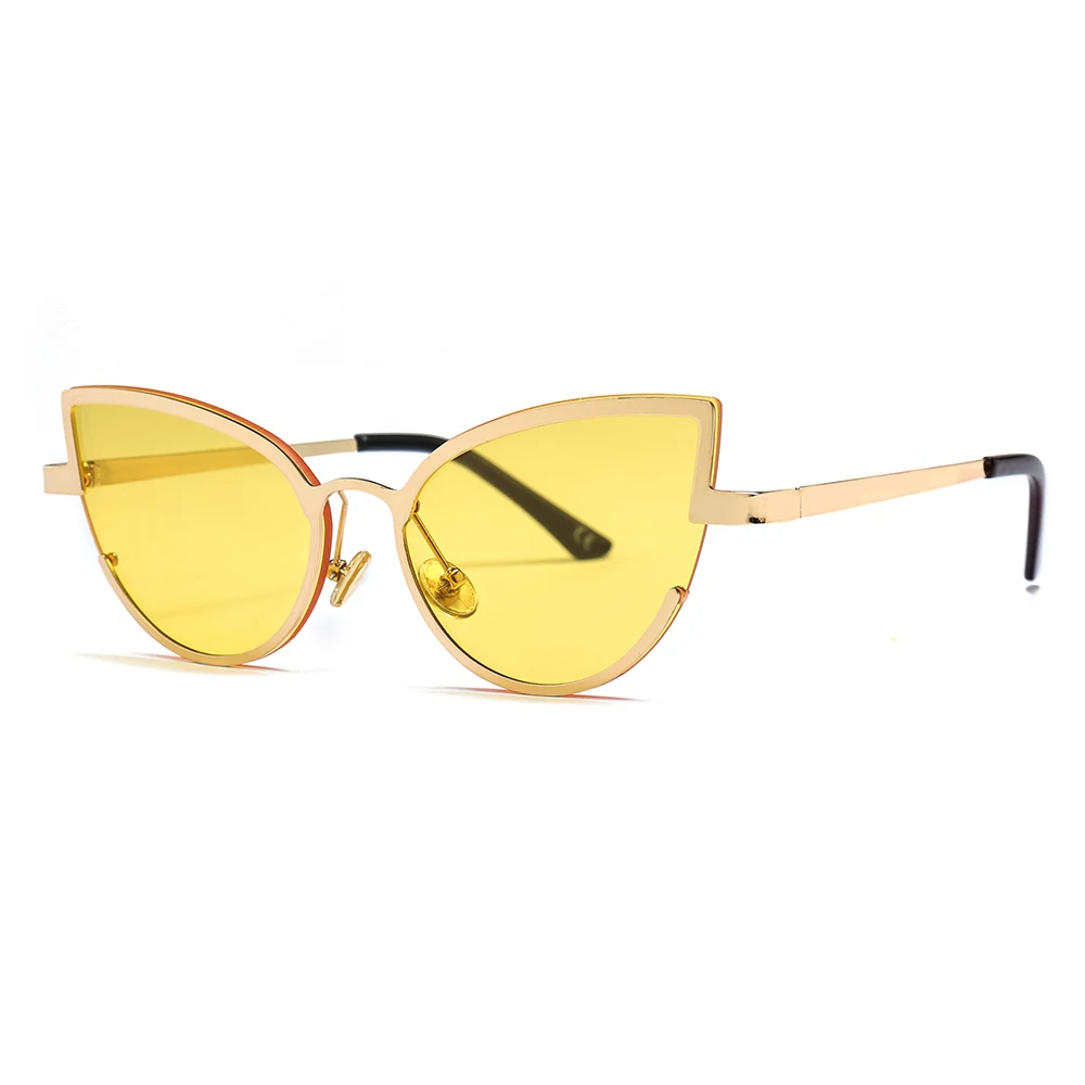 C7 gold yellow Уникальный Черный Красный кошачий глаз солнцезащитные очки Высокая мода сексуальные милые маленькие кошачьи солнцезащитные очки дизайнер бренда женской одежды женские прозрачные линзы - Цвет линз: C7 gold yellow