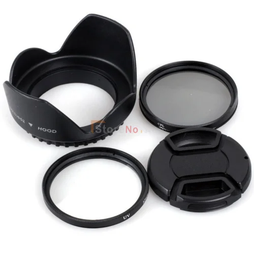 49 52 55 58 62 67 72 77mm Flower Lens Hood + CPL &amp UV Filter Cap for 5D3 5D2 60D D3200 D5100 D7000 D5300 D90 D40 350D | Электроника