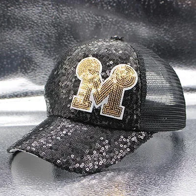 Black M gold Новое Вечернее блестящее платье Для детей летнее солнце Шапки Бейсбол колпачок, девочка-мальчик м чистая пляжная Кепки летний солнцезащитный щит шляпа сетчатая бейсболка Бейсбол Кепки s - Цвет: Black M gold