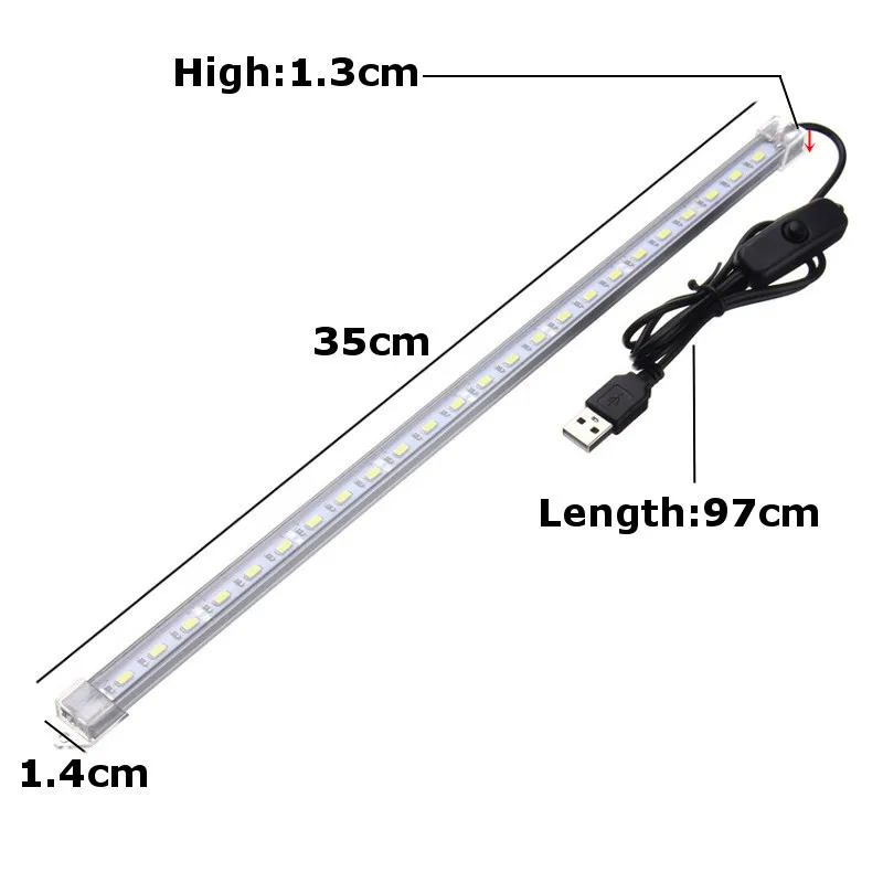 35 см 7 Вт 24 SMD 5630 Светодиодный светильник с питанием от USB DC 5 в жесткая полоса светильник с жесткой полосой лампа с прозрачной крышкой