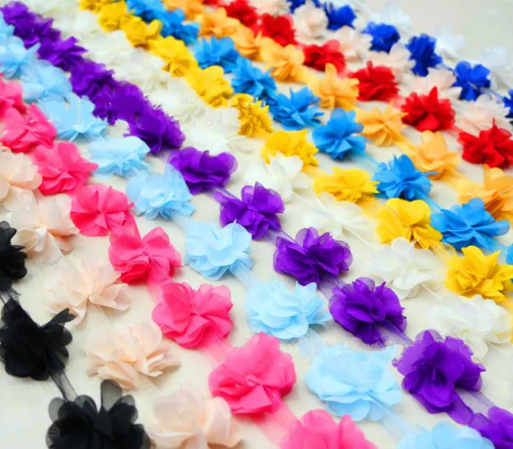 10Yard/Lot Multicolor 3D 6 Leaves Chiffon Flower Lace Trim Fabric Decoration DIY Clothes Wedding Dress Patch Accessories - купить по