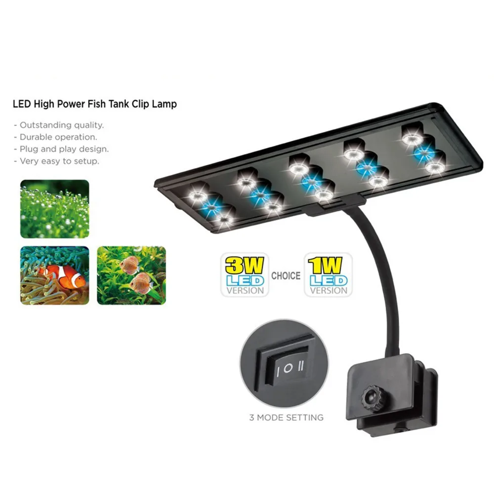 Аквариум для рыбок зажим лампа светильник белый и голубой цвет 1FT 13 Вт Алюминий