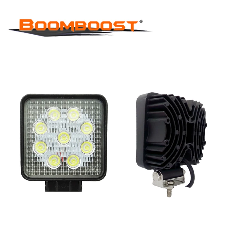 

2PCS 12V 24V 4 Inch 27W Metal Waterproof Square LED For 4x4 Offroad Tractor ATV Vehicle Truck Driving Work Light Spot/Flood Beam