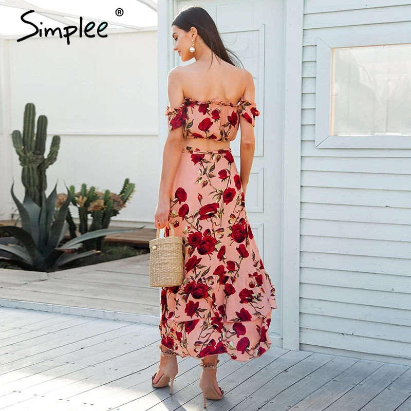 Женское платье Simplee из двух частей с рюшами и открытыми плечами повседневное