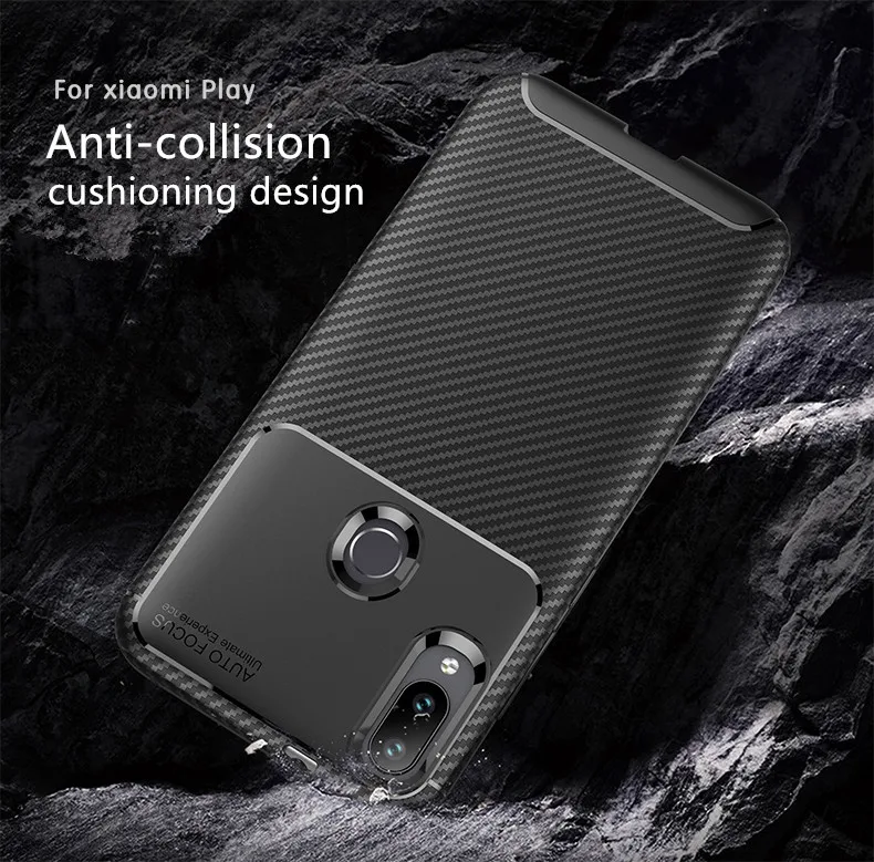 Чехол для Xiaomi Mi Play роскошный ударопрочный углеродный высококачественный мягкий