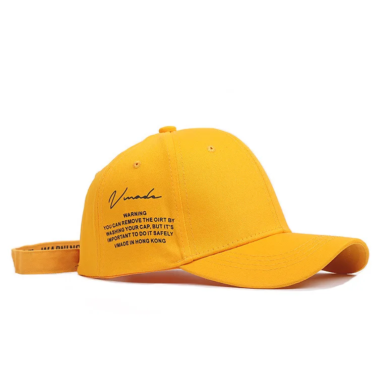 yellow Новая модель Женская корейская мода пара хип хоп шляпа мужская козырек Новая буква длинный стример уличная шапка Tide шляпа - Цвет: yellow