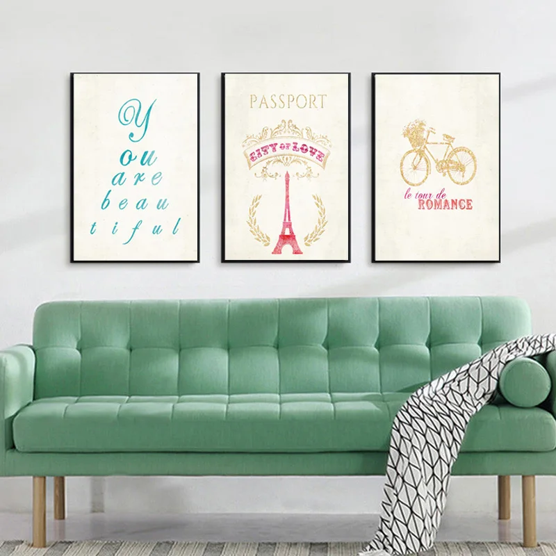 

Abstract Paris Eiffel Qoute Scandinavian Art Canvas Painting Minimalist Print and Posters Wall Picture For Living Room Decor