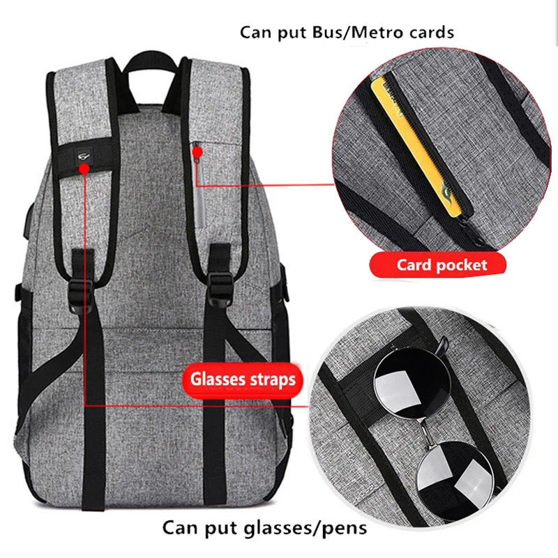 Мужская сумка с защитой от кражи мужской рюкзак USB наушниками деловой для