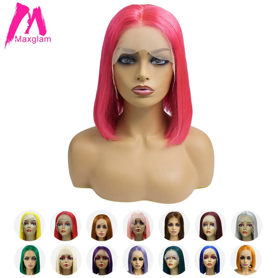 Maxglam короткие синтетические волосы на кружеве человеческие Искусственные парики