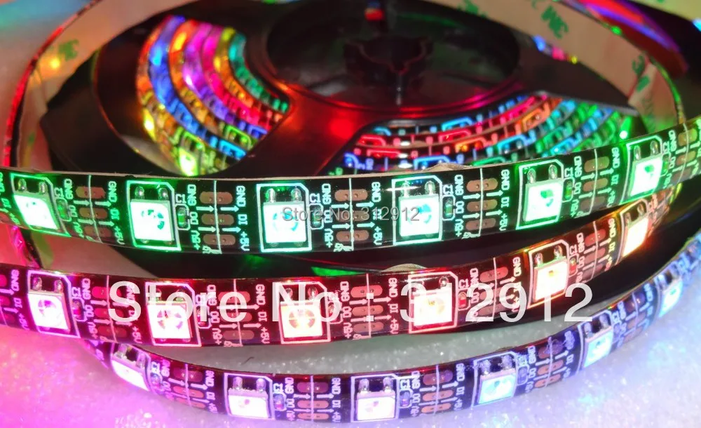 

Светодиодная цифровая лента 4m DC5V IP65 WS2812B, 60 шт. WS2812B/M с 60 пикселями; 57,6 Вт; Черная печатная плата; Водонепроницаемое силиконовое покрытие